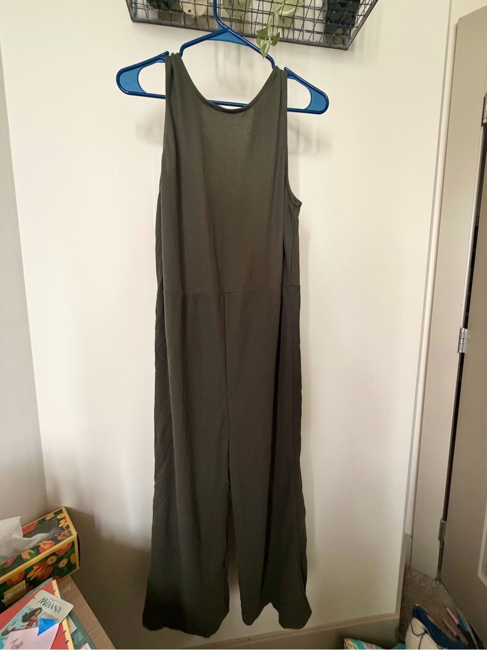 Zara Olive Green Sleeveless Wide-Leg Jumpsuit